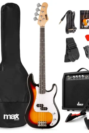 Max GigKit - Basse Électrique Pack Débutant Ampli 40 Watts | Sunburst - Qualité premium