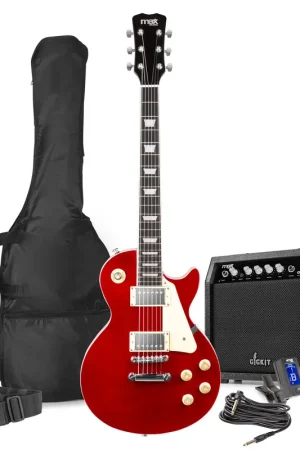 Pack Max GigKit Vintage Rock - Style SC - Guitare Électrique et Accessoires pour Débutant Ampli 40 Watts - Rouge | Nouveau