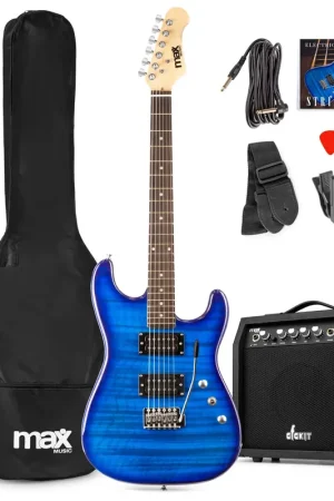 Max GigKit - Guitare Électrique Pack Débutant Ampli 40 Watts - Quilted Bleue - Disponible à la commande