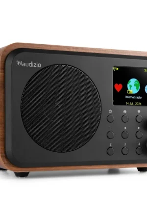 Offre du jour - Audizio Vicenza Radio Internet DAB+, Antenne Télescopique, Wifi Bluetooth Batterie Intégrée - Bois Foncé