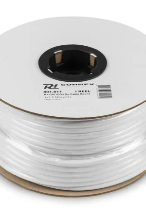 Plébiscité par les clients | PD Connex RX10W - Câble Haut-Parleur 2x 1,5mm² - Bobine de 50 Mètres - Blanc