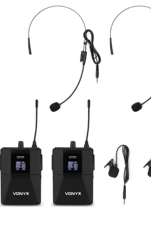 Prix promo - Vonyx WM552B - Double Système Microphones Sans Fil UHF avec Émetteur BodyPack