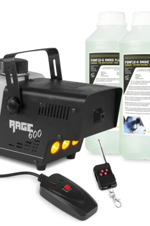 Livraison express | BeamZ RAGE600LED - Pack Machine à Fumée LEDs avec 2L de Liquide Densité Standard - 600 Watts
