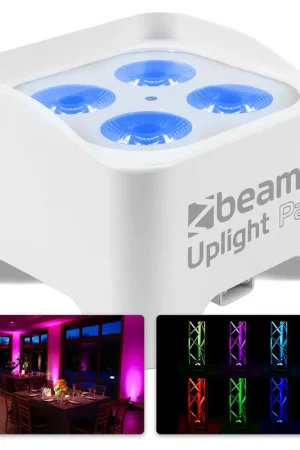 Profitez-en | 2nde Vie - BeamZ BBP90W – Projecteur d’Ambiance sur Batterie 4 x 4 Watts RGB-UV - Blanc