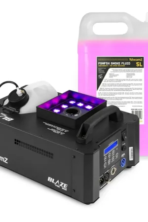 Pack BeamZ BLAZE800 - Machine à Fumée LED 800W Verticale & Horizontale | Effet Geyser RGBA + 5L Liquide Inclus - Prêt à expédier