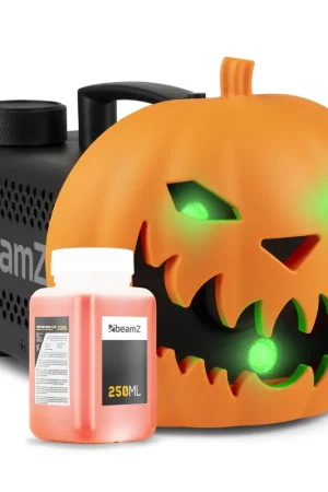 Nouveau lancement - Machine à Fumée Citrouille BeamZ - Édition Spéciale Halloween - avec Rires Diaboliques et Effets Lumineux