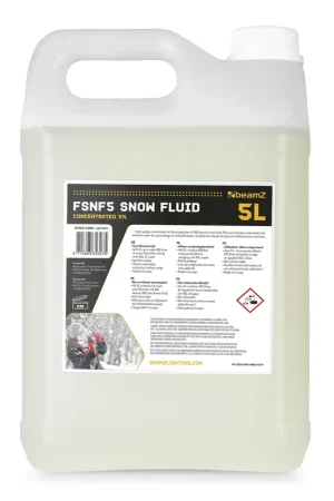 Expédition rapide - BeamZ FSNF5 - Liquide concentré pour machine à neige 5L soit 100L après dilution - Effet neige réaliste pour fêtes & événements