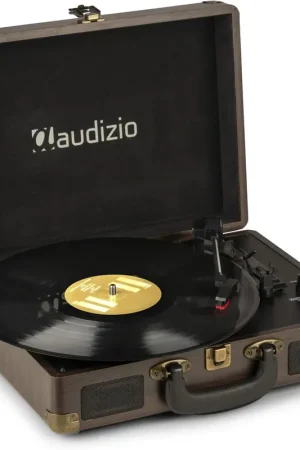 Tout nouveau - 2nde Vie - Audizio RP114W - Platine Vinyle Rétro avec Haut-Parleurs Intégrés - Noyer