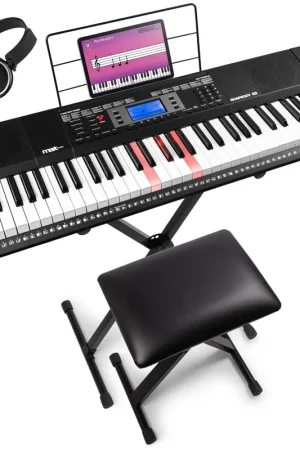 Commandez dès maintenant - Max Rhapsody61L - Clavier Électronique avec 61 Touches Lumineuses, Pack Complet Débutant