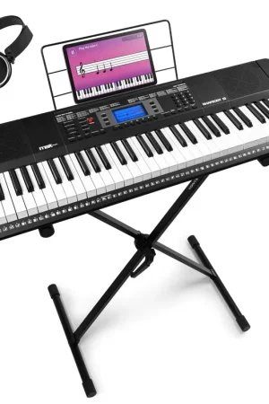 Prix malin - Max Rhapsody61 - Clavier Électronique 61 Touches avec Casque Audio et Stand inclus, Débutant, avec Écran