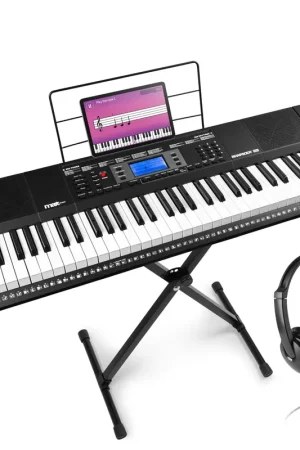 Max Rhapsody61M - Clavier Électronique 61 Touches Semi Lourdes, avec casque audio et stand - Module MP3 / MIDI - Quantité limitée