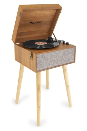 Audizio Fremont Platine Vinyle Meuble Bluetooth et Pieds Amovibles - Noyer - Achetez maintenant