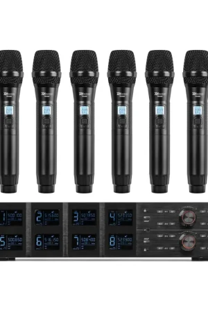 Profitez-en - Power Dynamics PD528 Système de Microphones UHF avec 8 Micros Main Sans Fil - 100 Canaux
