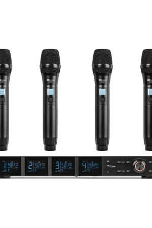 Power Dynamics PD524 - Système de Microphones UHF avec 4 Micros Main Sans Fil - 100 Canaux - Direct usine