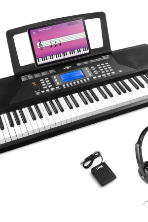 Max Rhapsody61P - Clavier Électronique 61 Touches Semi Lourdes, avec Casque Audio et Pédale de Sustain Inclus, Haut-Parleurs Stéréo - Clavier MIDI | Tout nouveau