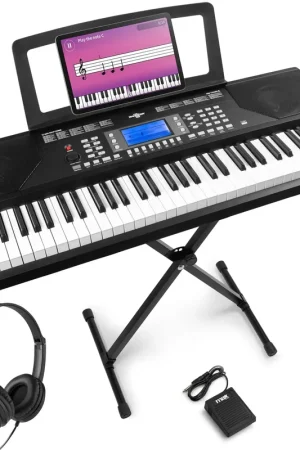 Max Rhapsody61P - Clavier Électronique 61 Touches Semi Lourdes, avec Casque Audio, Stand et Pédale de Sustain Inclus, Haut-Parleurs Stéréo - Clavier MIDI | Achetez dès maintenant