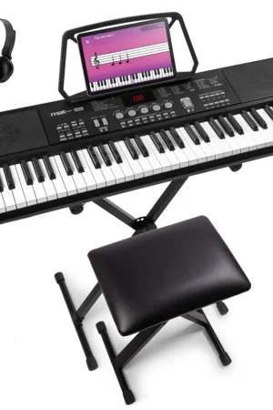 Max KB15SET - Clavier Électronique 61 Touches Enfant sur Batterie - Pack complet avec Banc, Stand et Casque | Top des ventes