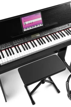 Max RhapsodyDP61 - Piano Numérique 61 Touches Semi Lourdes avec Meuble en Bois, Casque audio et Banc inclus - Clavier MIDI | Se termine bientôt