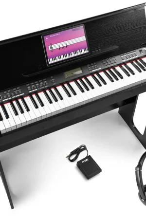 Max RhapsodyDP61 - Piano Numérique 61 Touches Semi Lourdes avec Meuble en Bois, Casque audio et Pédale de Sustain inclus - Clavier MIDI - Livraison express