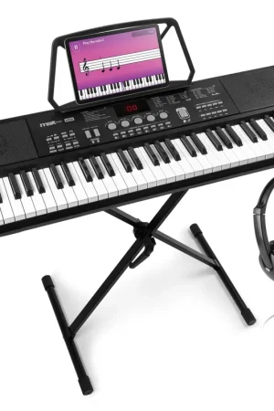 Remise - Max KB15 - Clavier Électronique 61 Touches pour Enfant avec Micro & Batterie Longue Durée, Casque Audio et Stand Inclus