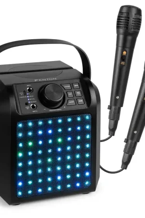 Très apprécié des clients | Fenton KAR50B Enceinte Karaoké Enfant Bluetooth avec Façade Lumineuse 50 Watts - Noire