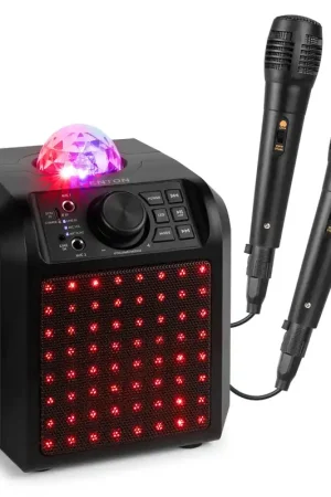 Prix mini - Fenton KAR55B Enceinte Karaoké Enfant Bluetooth avec Façade Lumineuse et Jelly Ball 50 Watts - Noire