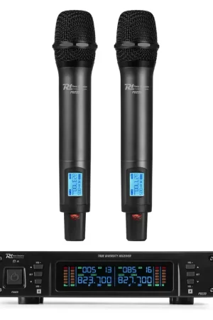 Power Dynamics PD220 - Système de Microphones Sans Fil UHF, True Diversity, 2 Micros et 1 Récepteur - 2x80 Canaux - Qualité professionnelle