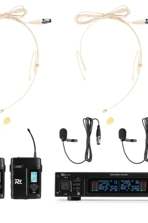 Power Dynamics PD220B - Système de Bodypacks UHF, True Diversity, 2 Bodypacks et 1 Récepteur - 80 Canaux - Qualité supérieure