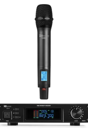 Achetez en ligne | Power Dynamics PD210 - Système de Microphone Sans Fil UHF, True Diversity, 1 Micro et 1 Récepteur - 160 Canaux