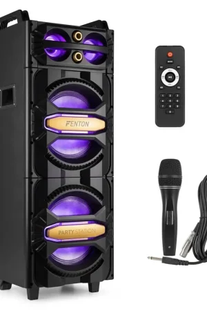 Bientôt épuisé - Fenton LIVE2102 - Enceinte de soirée Bluetooth avec LEDs RGB - 800 Watts, Micro Inclus