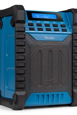 Disponible - Audizio Temi - Radio de Chantier DAB+ avec Batterie Longue Autonomie, IP54, Bluetooth 5.0 - Bleu