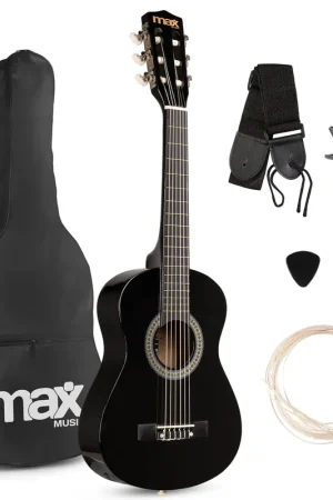 2nde Vie - Max SoloArt Pack Guitare Classique Junior 1/4 - Noire, Enfant 4 à 6 ans - Déstockage