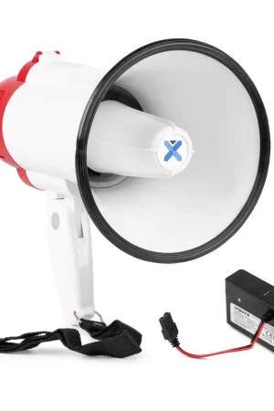 Plébiscité par les clients - Vonyx MEG025 - Mégaphone Compact 25 Watts avec Batterie MRB04, Idéal Manifestations, Bluetooth - Portée 800m