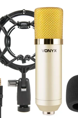 Derniers jours - Vonyx CM400C - Microphone à condensateur de studio avec suspension antichoc & filtre anti-pop | Doré