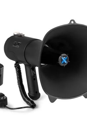 Prix promo - Vonyx MEG090 - Mégaphone Noir 90 Watts avec Batterie MR12, Idéal Manifestations, Bluetooth - Portée 1,4 km
