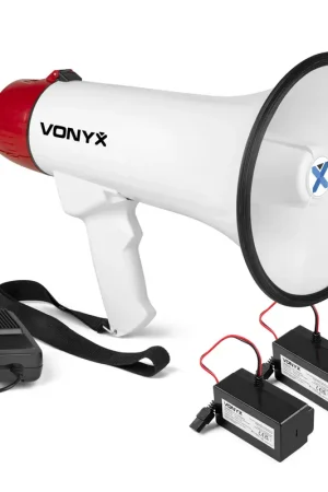 Nouveau lancement - Vonyx MEG045 Pack Mégaphone 45W - avec 2x Batteries MRB06 Rechargeables