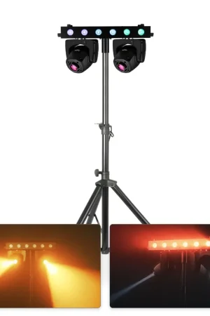 Pack BeamZ Fuze TwinBar - Lyres LED 75 W RGBW sur Barre & Pied inclus | Barre de projecteurs à double tête mobile - Très apprécié des clients