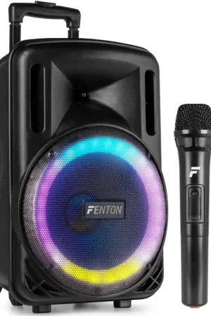 Fenton FT10LED MK2 - Enceinte Soirée Bluetooth LEDs avec Batterie - 450 Watts, Micro UHF | Haute qualité