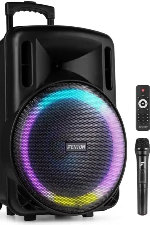 Fenton FT15LED MK2 - Enceinte Soirée Bluetooth LEDs avec Batterie - 800 Watts, Micro UHF - Expédition rapide