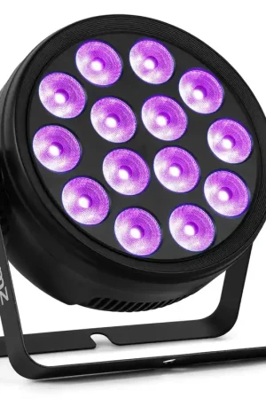 BeamZ BCC165 - FlatPAR LED RGBWA-UV 14x 4W Extra Plat avec Télécommande - Projecteur PAR LED DJ avec Effet UV pour Soirées - Bon prix