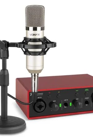 Pack Studio Vonyx Producer Gris - Micro à Condensateur + Interface Audio | Bras et Filtre Anti-Pop | Argent | Paiement sécurisé