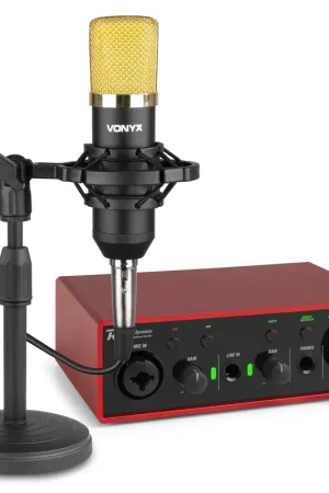 Commandez maintenant | Pack Studio Vonyx Producer Gris - Micro à Condensateur + Interface Audio | Bras et Filtre Anti-Pop | Noir