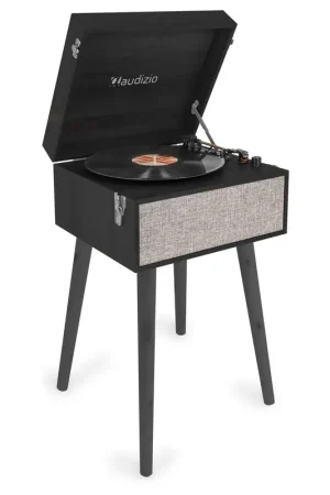 Direct fabricant | Audizio Fremont Platine Vinyle Meuble Bluetooth et Pieds Amovibles - Noire