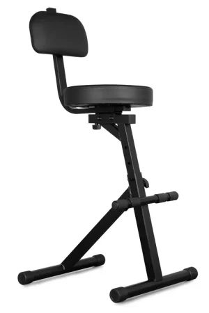 Prix doux - Vonyx GST15 - Tabouret de Guitariste avec Dossier - Max 100Kg, 5 Hauteurs Réglables