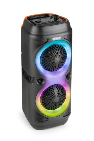 Fenton Track210 - Enceinte lumineuse portable 100W rechargeable avec BT sans fil, LEDs, micro et télécommande | Très apprécié des clients