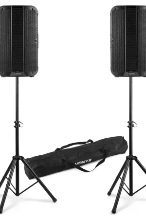 Prix mini - Vonyx VD712A - Paire d’Enceintes Actives Bi-Amplifiées 12 Pouces avec Pieds - 2x 800 Watts
