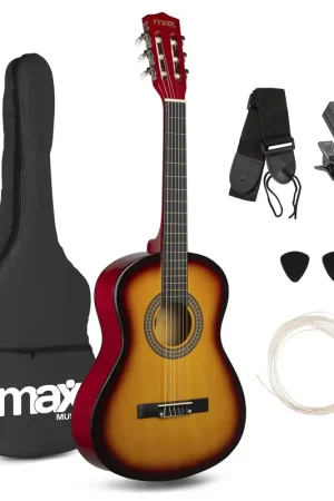 Plus que quelques unités - Max SoloArt Pack Guitare Classique Junior 3/4 - Sunburst, Enfant 8 à 12 ans