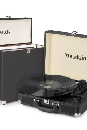 Plus que quelques unités | Pack Audizio RP114BK Platine Vinyle avec un Étui de Rangement RC32 - Noir