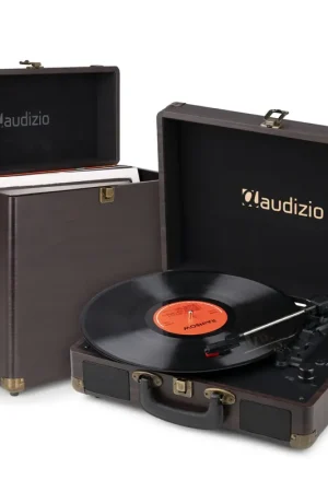 Prix bas | Pack Audizio RP116DW Platine Vinyle avec un Étui de Rangement RC32 - Noyer