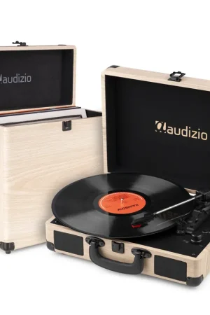 Produit tendance | Pack Audizio RP116LW Platine Vinyle avec un Étui de Rangement Audizio RC32 - Frêne